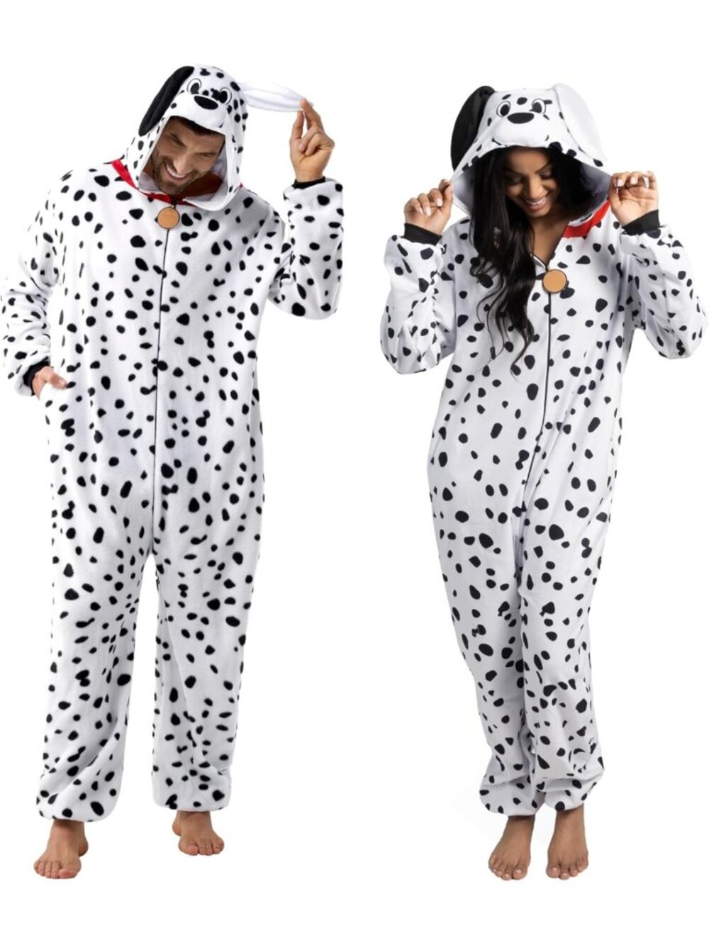Adorable Dalmatian Dragon Cow Costume - Hooded Jumpsuit for Halloween Fun!